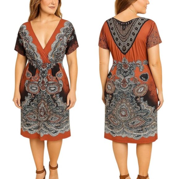 Dress Maurices Brown Lace Back V NECK COVER UP WOMAN'S WOMEN'S Size Medium - Picture 1 of 12